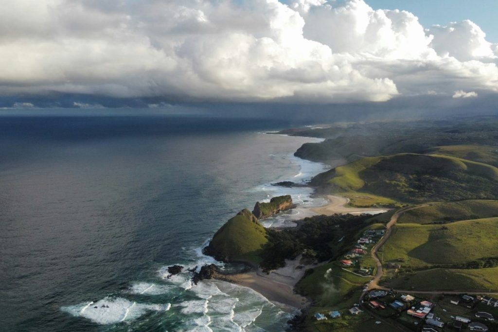 A view over Coffee Bay and Hole in the Wall along the Wild Coast.